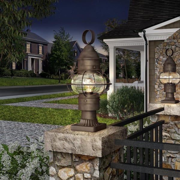 Nantucket 1-Light Rustique Steel Line Voltage Outdoor Weather Resistant Post Light with No Bulb Included
