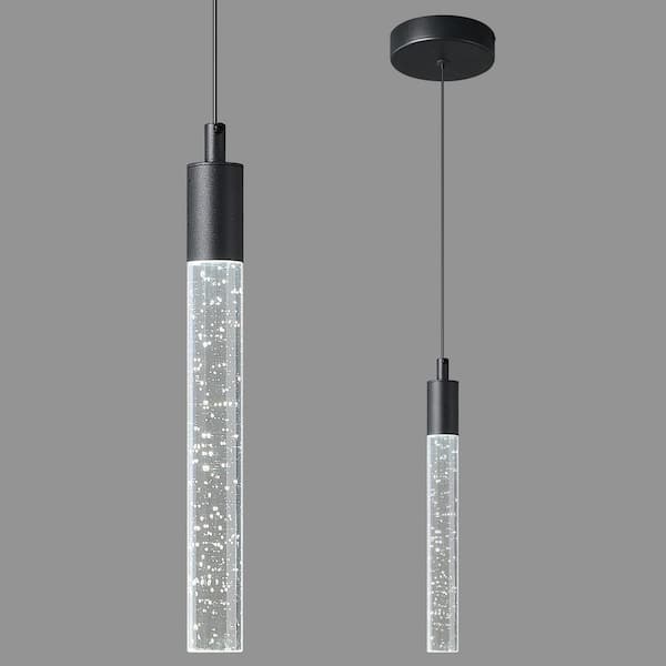 Home Light 6 Watt 1 Light Black Integrated LED Mini Pendant Light With Crystal Shade, 1pack