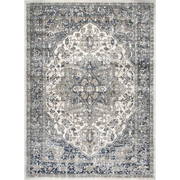 nuLOOM Darcie Traditional Medallion Gray 4 ft. x 6 ft. Indoor Area Rug