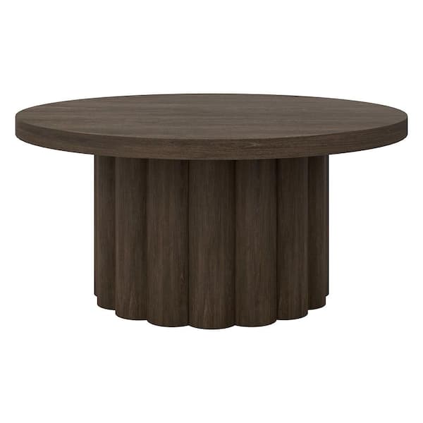 Meyer&Cross Anders 32 in. Alder Brown Round MDF Top Coffee Table
