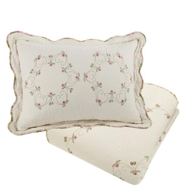 MODERN HEIRLOOM Felisa Beige Twin Cotton Quilt Set 2-Piece