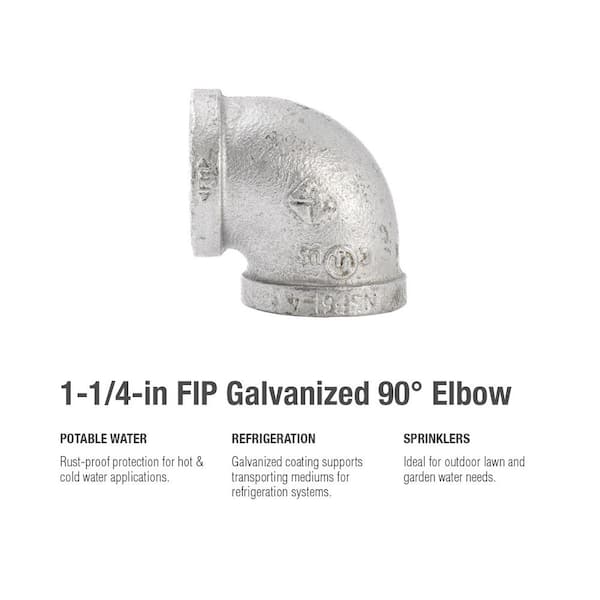 Southland 1-1/4 in. Galvanized Malleable Iron 90° FPT x FPT Elbow Fitting  510-006HN - The Home Depot