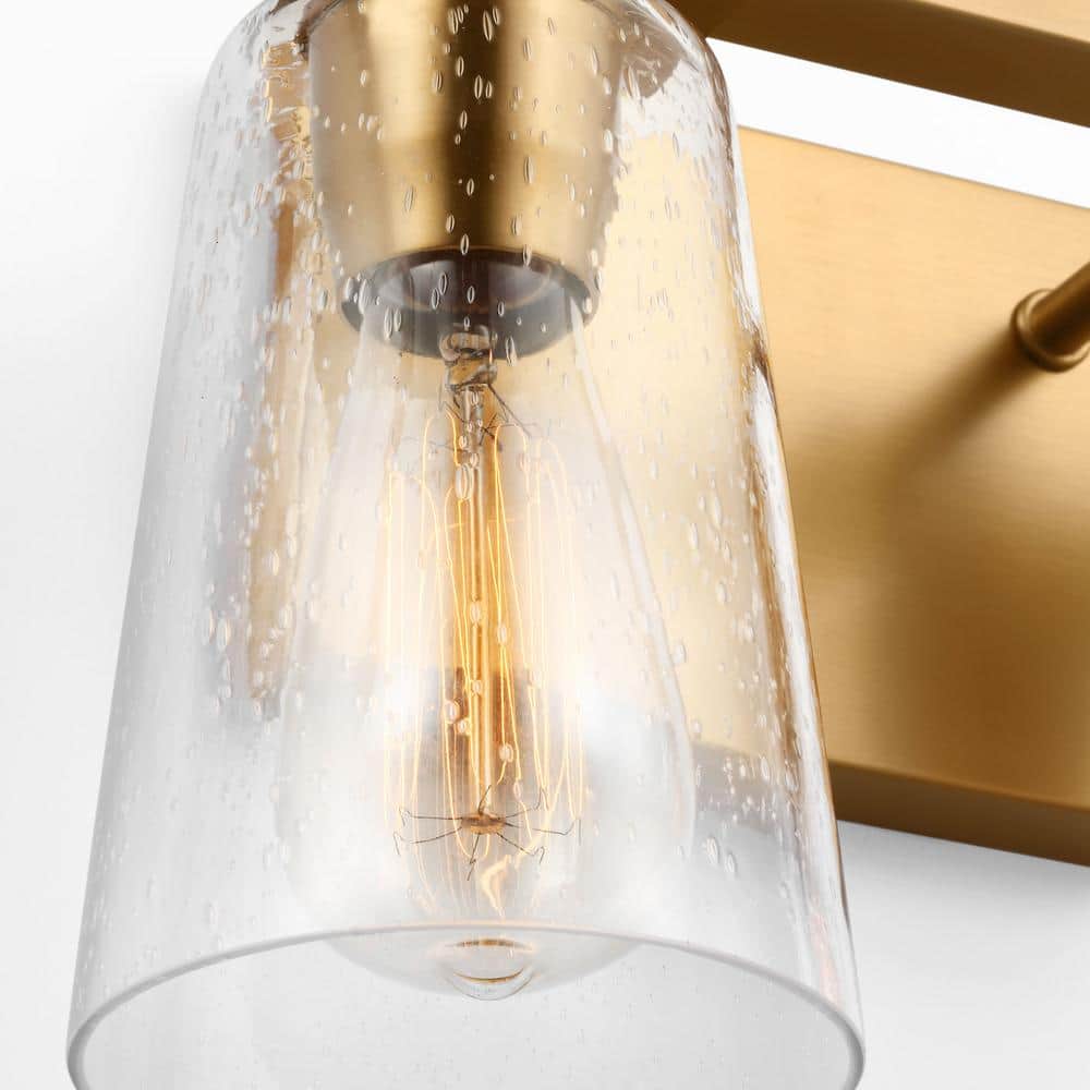Burnished Brass 4-Light Vanity with Seeded Glass Shades
