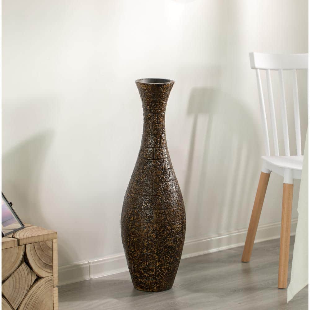 Uniquewise Tall Decorative Unique Floor Vase, Freestanding Designer Modern Floor  Vase, Brown PVC Floor Vase, 41 in.-Tall Vase QI004140 - The Home Depot