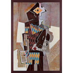 Harlequin with Violin by Pablo Picasso Open Grain Mahogany Framed Abstract Oil Painting Art Print 26.5 in. x 38.5 in.