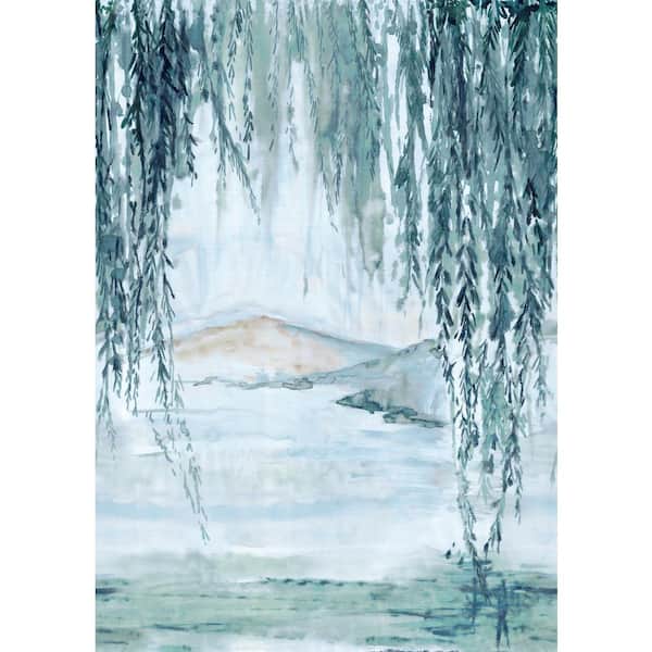 Walls Republic Blue Landscape Painting Mountain View Printed Non-Woven Paper Non-Pasted Textured Wallpaper L: 8 ft. 8 in. x W: 83 in.