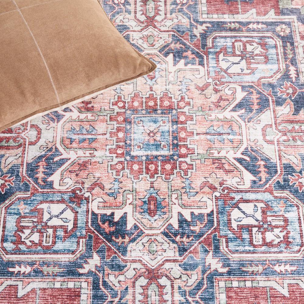 Arizona Brown and Blue Distressed Washable Area Rug 6'x9'