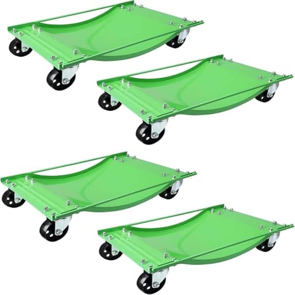 4PCS Heavy Duty Car Wheel Dolly, 10000 LBS Total 360° Lockable Rotatable Steel Dolly for Workshop Motorcycle SUV, Green price history