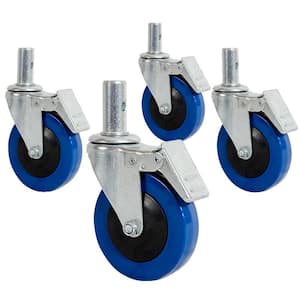 4 in. Scaffolding Caster Wheels in Heavy Duty Galvanized Steel with Double Locking Pins (4-Pack)