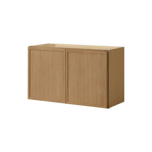 Leyton 30 in. W x 12 in. D x 18 in. H Ready to Assemble Plywood Slim Shaker Wall Bridge Kitchen Cabinet in White Oak