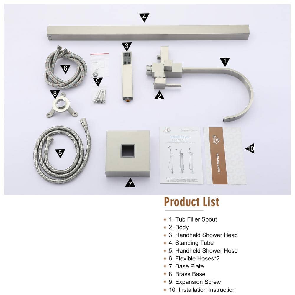 PENGFANG WORLDWIDE LLC P016BNTF Single Handle Floor Mounted Tub Faucet with Handshower