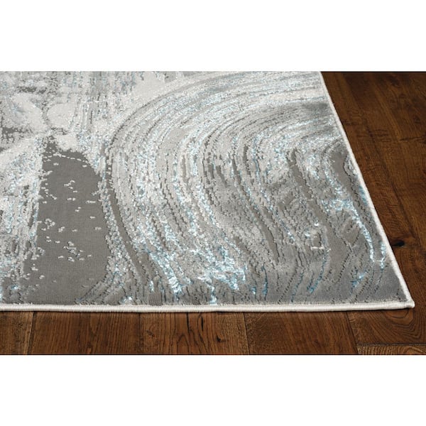 Clara Silver/Blue 8 ft. x 10 ft. Ombre Nautical Area Rug