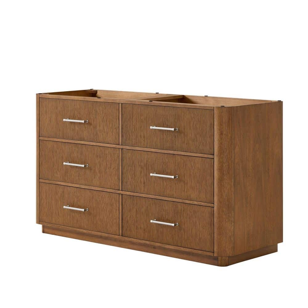 Francesca 60 in. Freestanding Bath Vanity Cabinet without Top in Toasted Walnut with Brushed Nickel Trim price history on PriceWatchPro