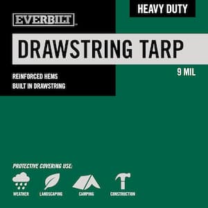 9 ft. x 9 ft. Green Heavy Duty Drawstring Tarp