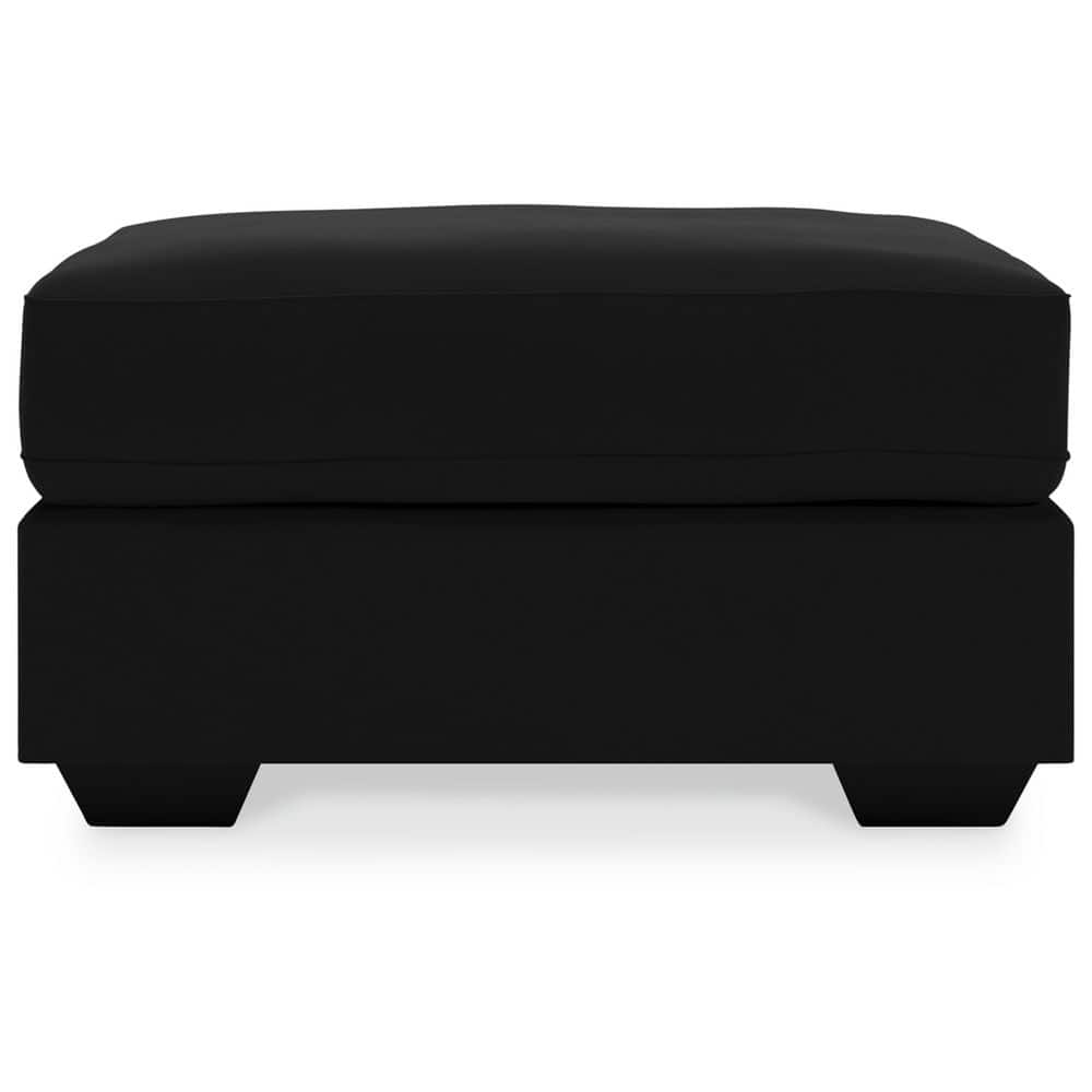 Onyx Black Velvet Contemporary Ottoman, 34"