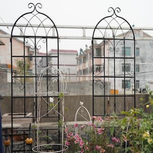 86.7 in. x 19.7 in. Metal Garden Trellis for Climbing Plants Rustproof Outdoor Flower Support Black (4-Pack)