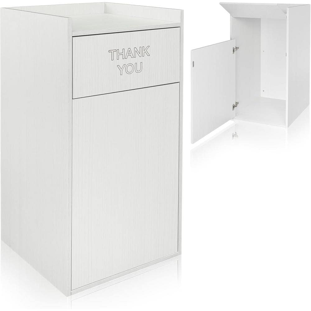 40 Gal. White Finish Wood Commercial Tray Top Waste Enclosure Trash Can Rec