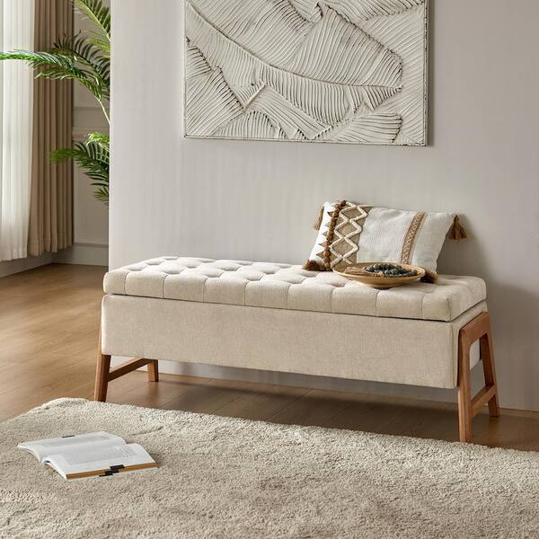 benben JAYDEN CREATION Cayetano Beige Upholstered Bedroom Bench