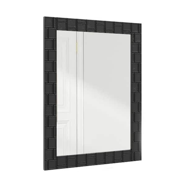 Black 23.5 in. W x 31.5 in. H Wood Framed Wall Mirror Rectangle Vanity Mirror for Living Room Entryway