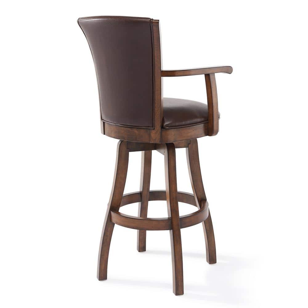 Chestnut Brown 26" Swivel Wood and Faux Leather Barstool