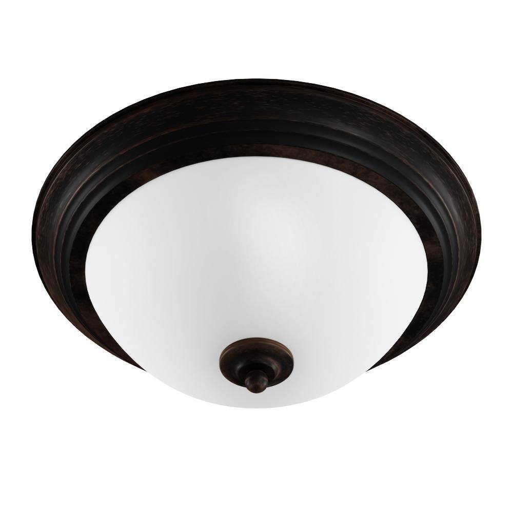 Maxim Essentials 15.5" Bronze & Glass Modern Flush Mount Light