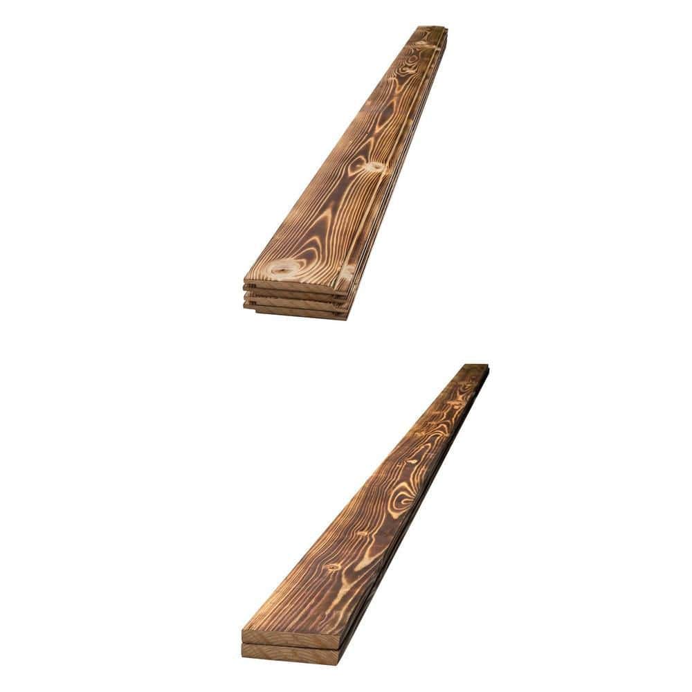 bushdebrunt brunt 3HANDRED エッジパッド 25 タン Edge Charred Natural Shiplap & Trim Bundle - The Home Depot