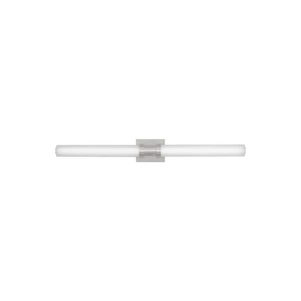 Kiel 37.75 in. Large 2-Light Brushed Nickel LED Vanity Light with Arctic Glass Shades