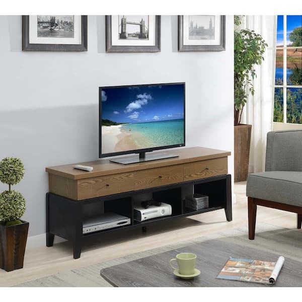 hoofdonderwijzer Onmogelijk Missionaris Convenience Concepts Newport 16 in. Black Engineered Wood TV Stand with 3  Drawer Fits TVs Up to 60 in. with Cable Management-U14-193 - The Home Depot