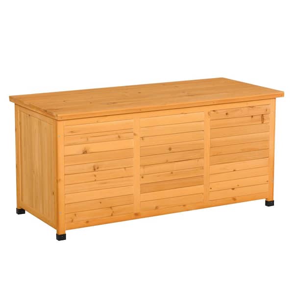 75-Gallon Outdoor Wooden Storage Deck Box with Aerating Gap & Weather-Fighting Finish, Yellow