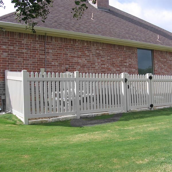 Weatherables Provincetown 4 ft. H x 8 ft. W Tan Vinyl Picket Fence Panel Kit