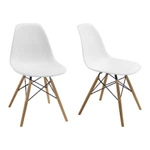 Paris Tower White Dining Side Chair with Wood Legs (Set of 2)