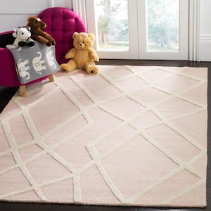 Kids Pink/Ivory 5 ft. x 7 ft. Abstract Geometric Area Rug