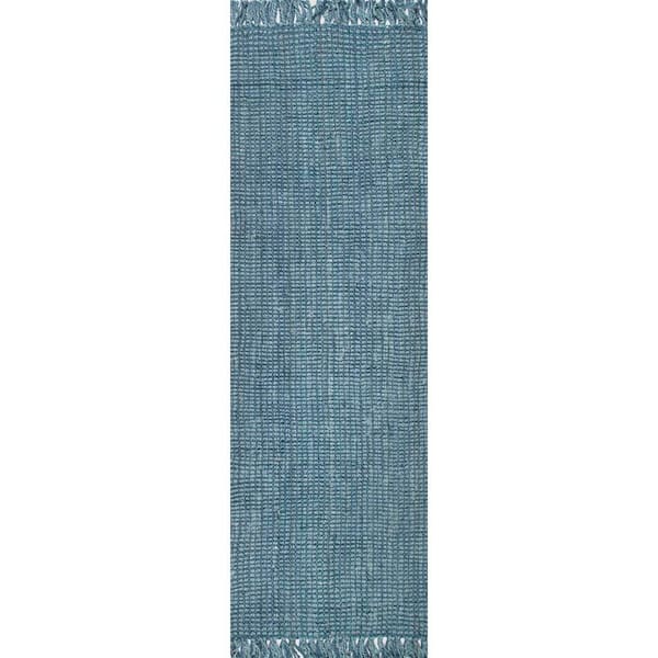 nuLOOM Natura Chunky Loop Jute Blue 3 ft. x 12 ft. Runner