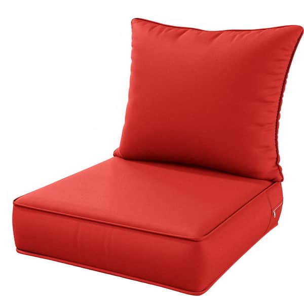 WNP 24 in. x 24 in. x 5 in. Square Outdoor Deep Seating Cushion Set Seat and Back Cushion for Lounge Chair Red