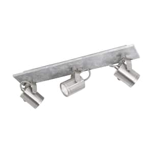 Praceta 1.5 ft. 3-Light Concrete Grey Incandescent or LED Track Lighting Kit with Brushed Nickel/Chrome Lamp Heads