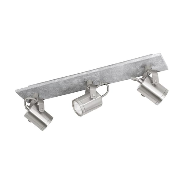 Eglo Praceta 1.5 ft. 3-Light Concrete Grey Incandescent or LED Track Lighting Kit with Brushed Nickel/Chrome Lamp Heads