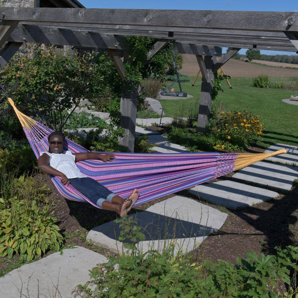 Vibrant Fiesta Double Cotton Portable Hammock Bed
