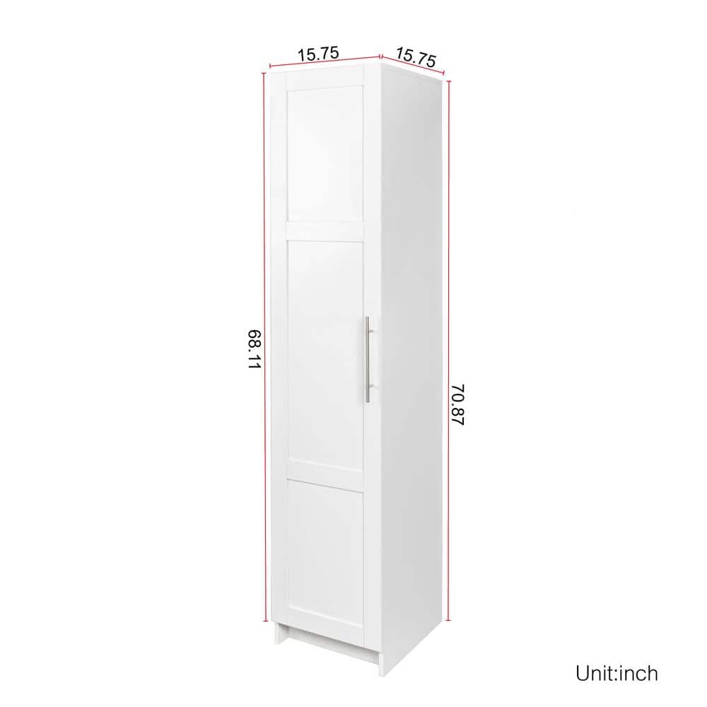 15.75 in. W x 15.75 in. D x 70.87 in. H Bathroom Storage Wall Cabinet in Wh