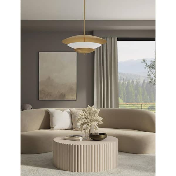 Solara 60-Watt 5-Light Legacy Brass Bowl Pendant Light with Faux Alabaster Shade, No Bulbs Included