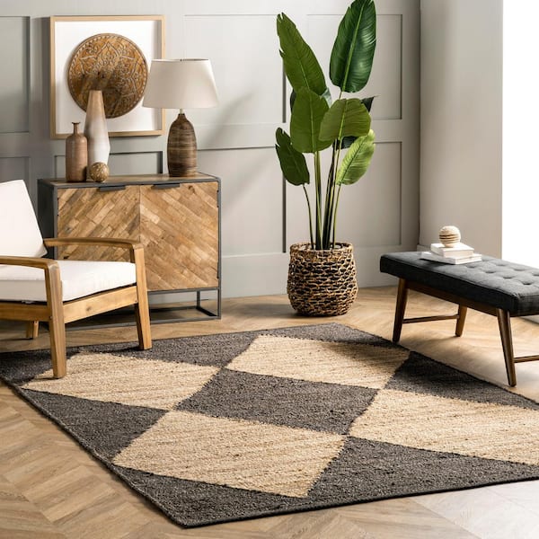 Pandora Diamond Black 8 ft. x 10 ft. Jute Indoor Area Rug