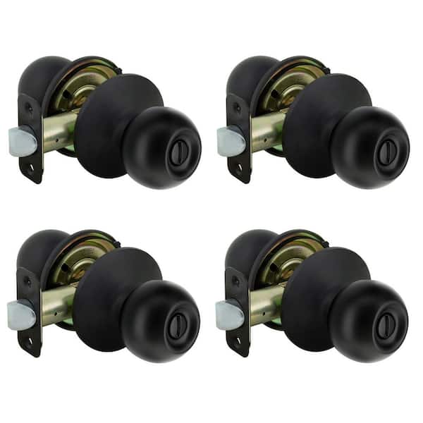 Defiant Saturn Matte Black Bed/Bath Door Knob (4-Pack) T3X910BD4