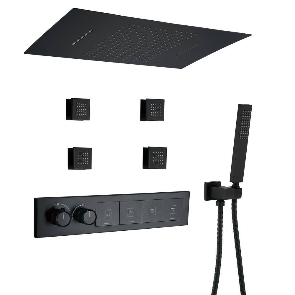 4-Spray 2-Handled Wide Rectangular Shower Head Ceiling Mounting Fixed and Handheld Shower 1. 59GPM in Matte Black price history on PriceWatchPro