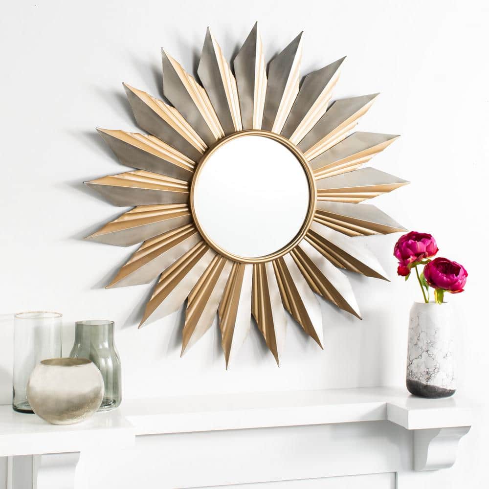 Large Silver Studded Rectangular Mirror with Iron Frame