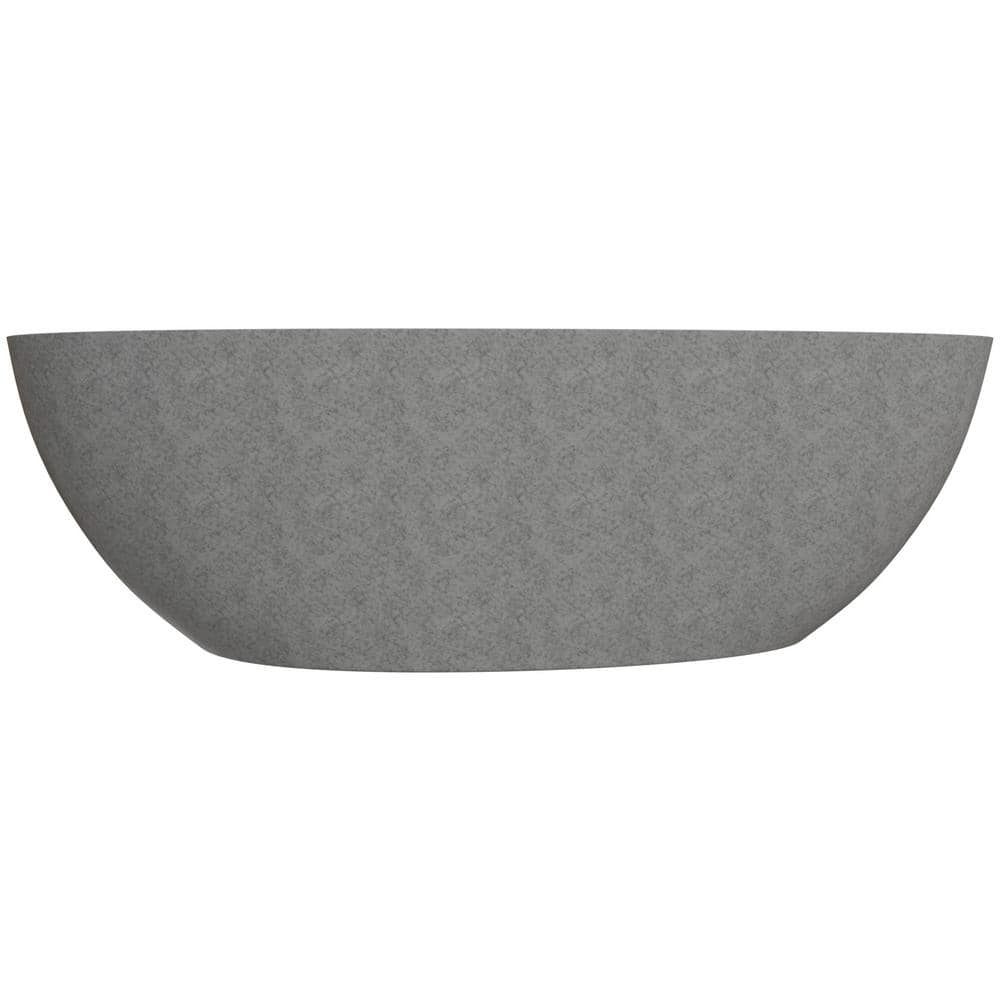 72'' Gray Matte Freestanding Oval Concrete Soaking Bathtub