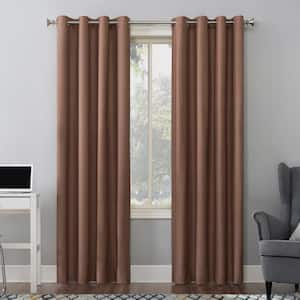 Duran Cedar Orange Polyester Solid 50 in. W x 63 in. L Noise Cancelling Grommet Blackout Curtain (Single Panel)