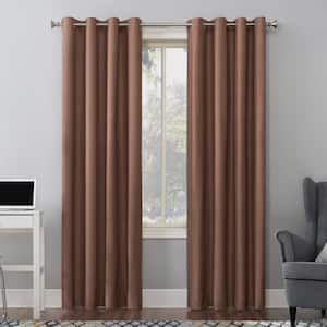 Duran Cedar Orange Polyester Solid 50 in. W x 84 in. L Noise Cancelling Grommet Blackout Curtain (Single Panel)