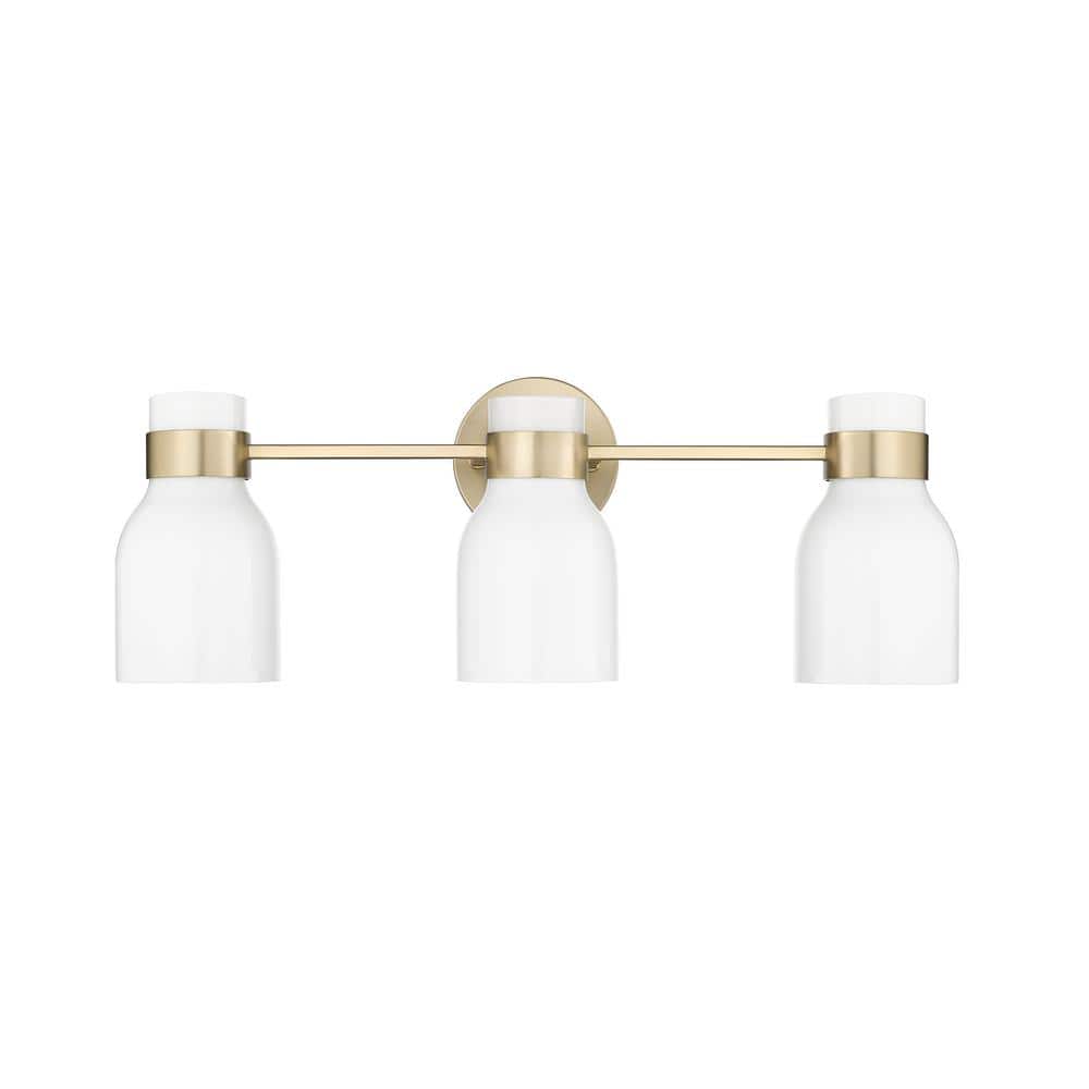 Modern Gold 3-Light Vanity with Frosted Glass Shades