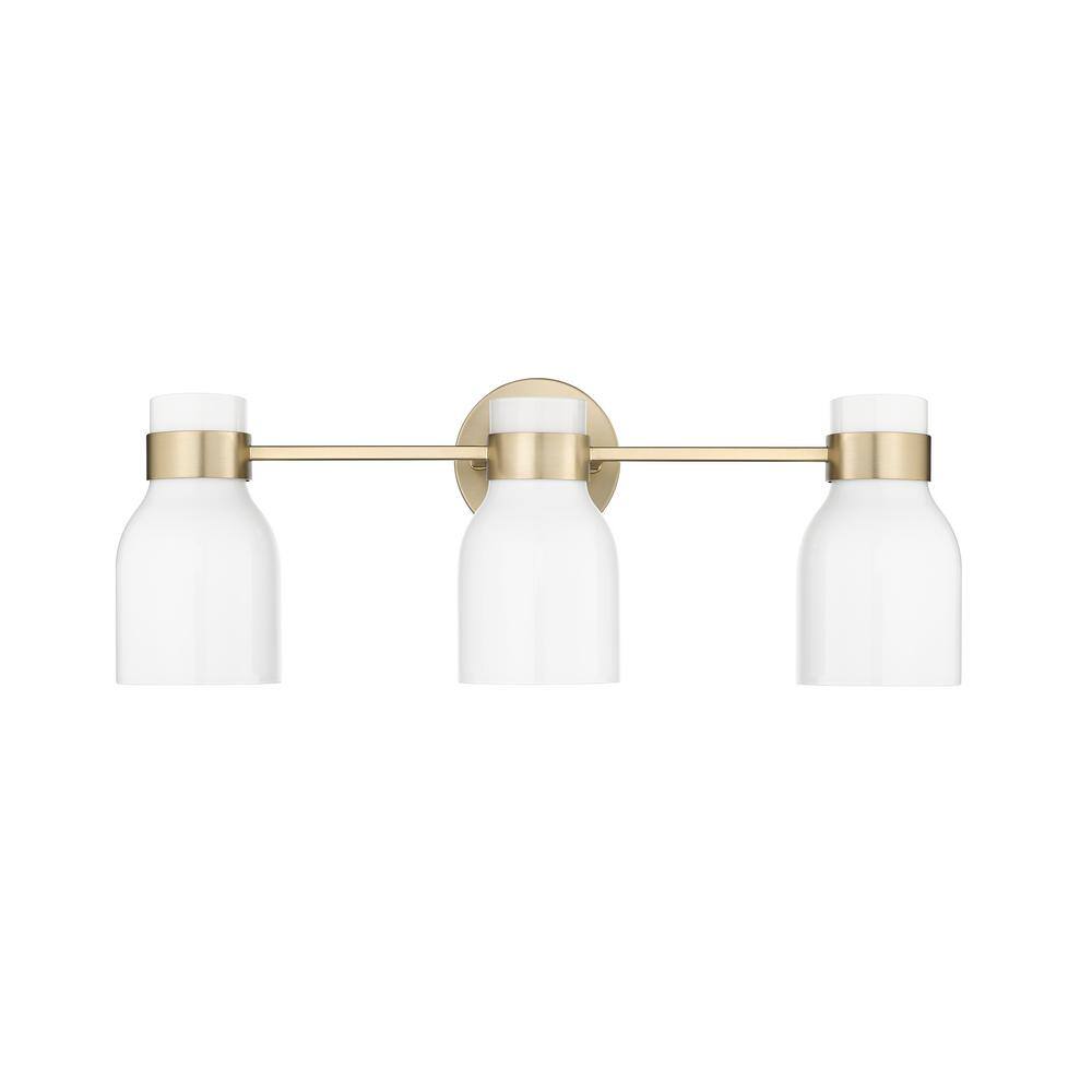 Modern Gold 3-Light Vanity with Frosted Glass Shades