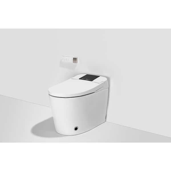 Elongated Smart Toilet Bidet with Auto Flush, Heated Seat, Front/Rear Wash, Warm Air Dryer, Remote Control in White