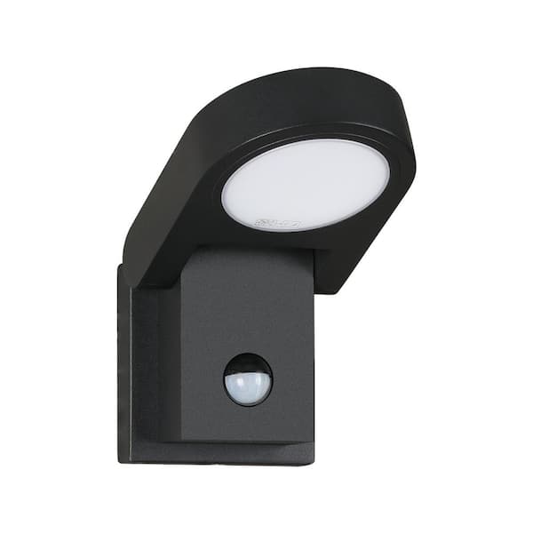 Amucolo Black Wall Light Outdoor PIR Sensor Integrated LED Wall Mount Lamp Round Wall Sconce Lighting with Motion Sensor